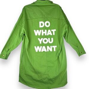 Davi & Dani Do What You Want Tunic‎ Dress Women Size Small Green Edgy Rebel NEW